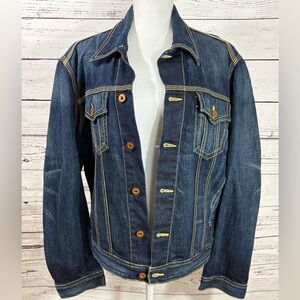 AG Adriano Goldschmied the Moore Women’s Dark Denim Collared Jean Jacket Size L